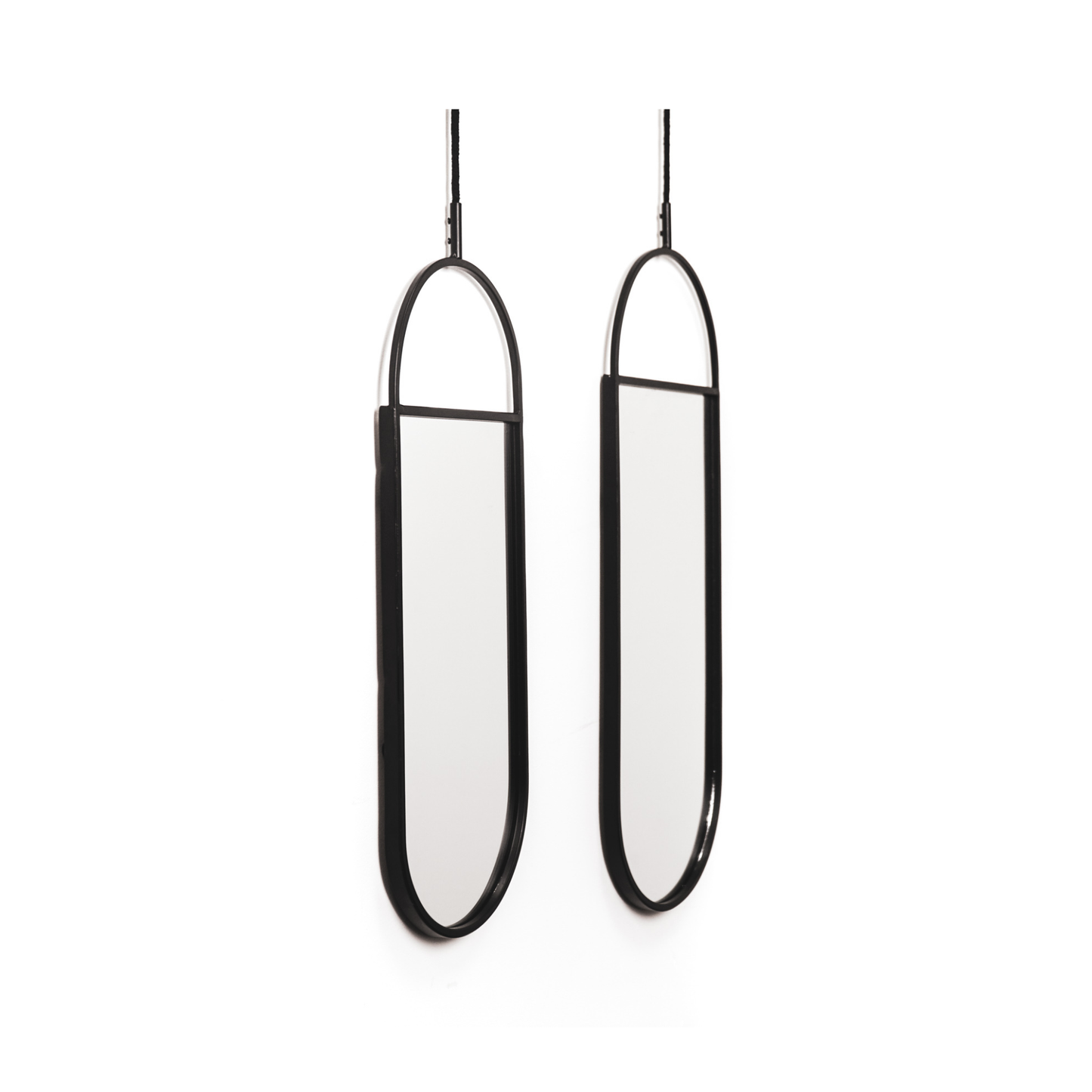 Spiegel - Runde Wandspiegel - Metall - Schwarz - 22x60|9x50cm