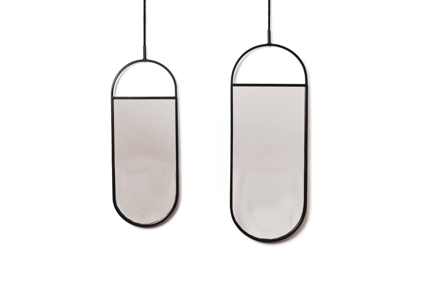 Spiegel - Runde Wandspiegel - Metall - Schwarz - 22x60|9x50cm