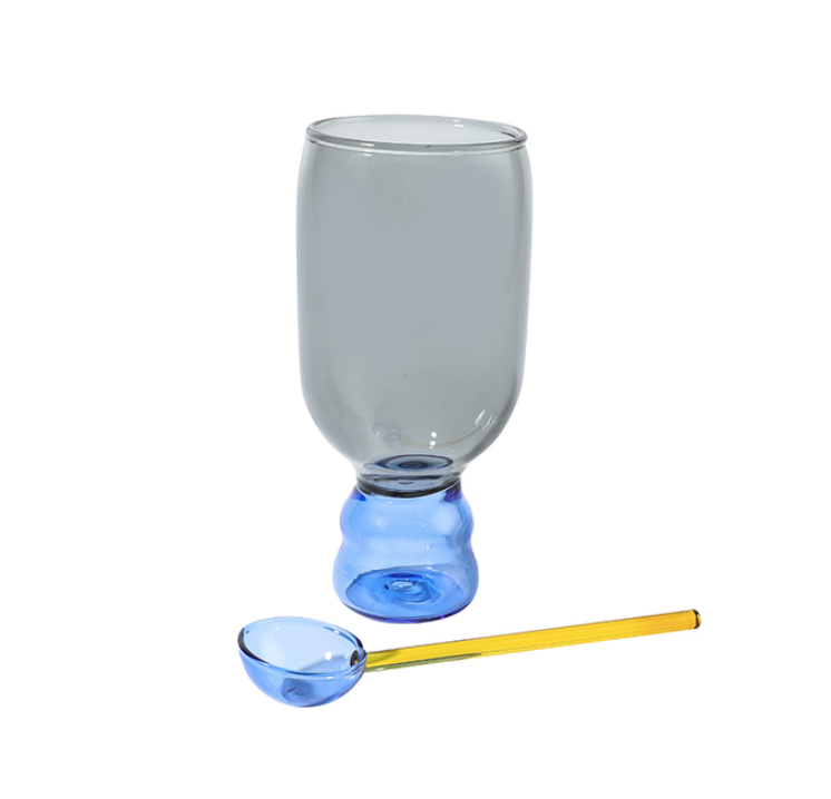 Cocktailglas-Geschenkset mit Tasse und Löffel: Rosa Set