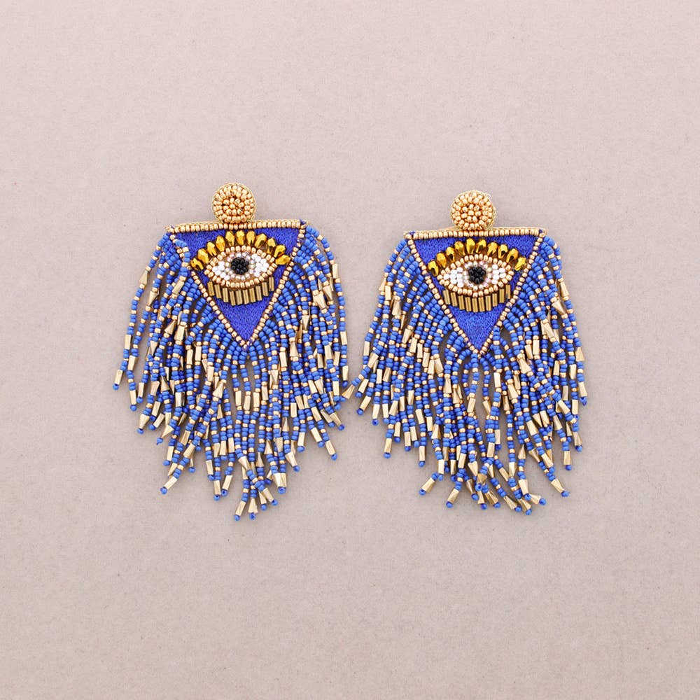 Türkisches Auge Quastenohrringe Perlen: Fuchsie