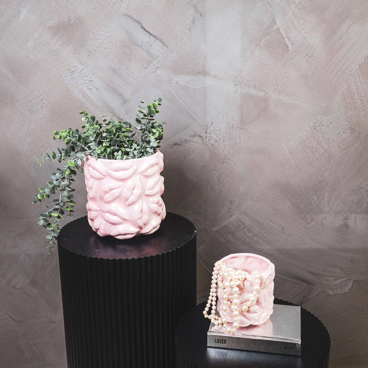 Topf - Kisses - Keramik - Hellrosa - 17,5x17,5x17,5cm