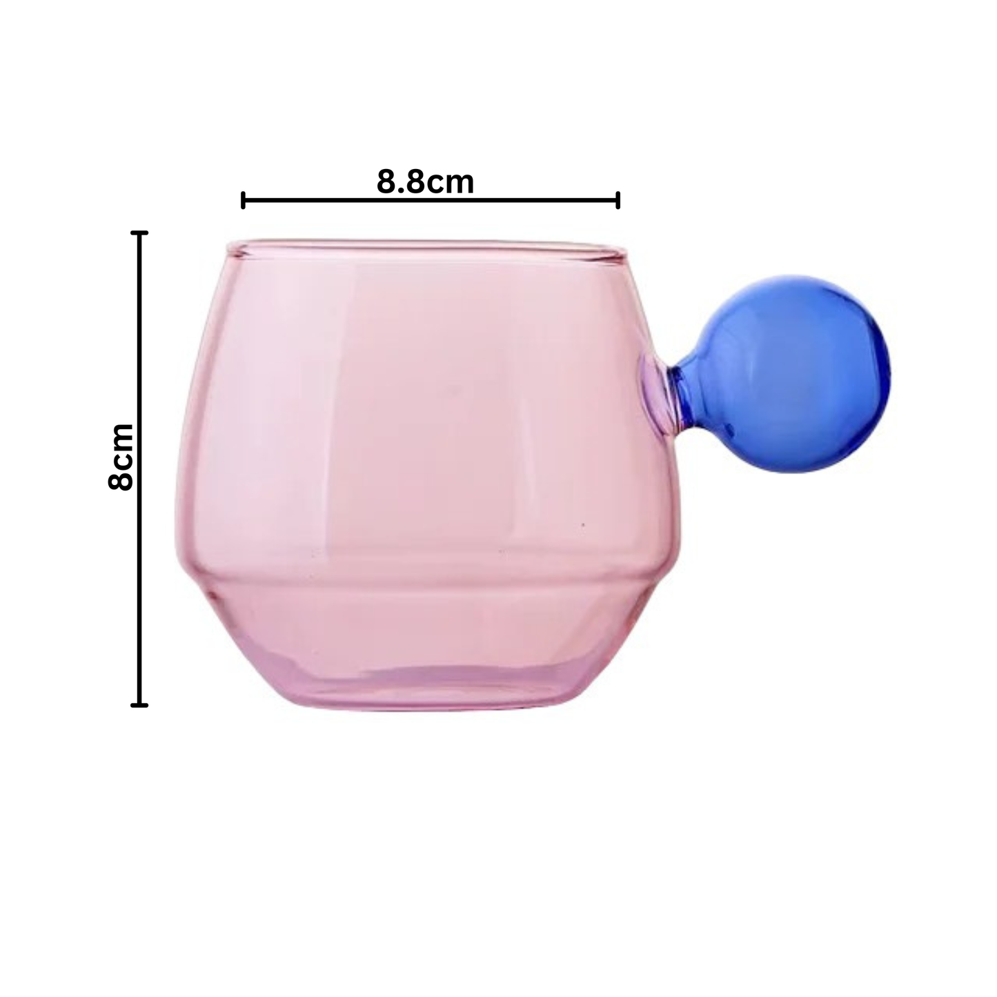 Kaffeetasse aus Glas in kontrastierenden Farben: Rosa