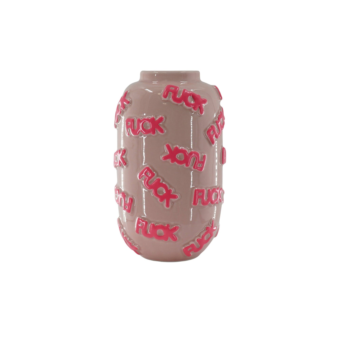 Vase - 'FUCK' - Keramik - Rosa - 17x17x27cm