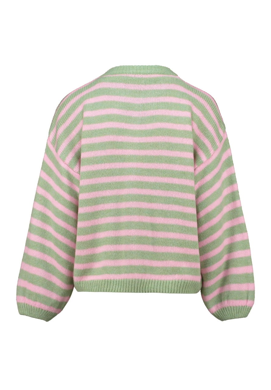 Strickjacke gestreift Matcha