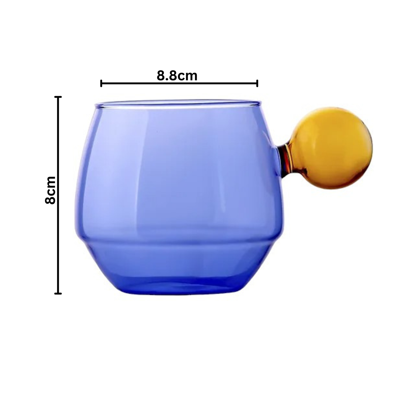 Kaffeetasse aus Glas in kontrastierenden Farben: Blau