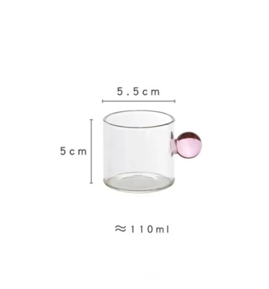 110 ml Espresso-Glasbecher | Kaffeetasse mit Kugelgriff: Grün