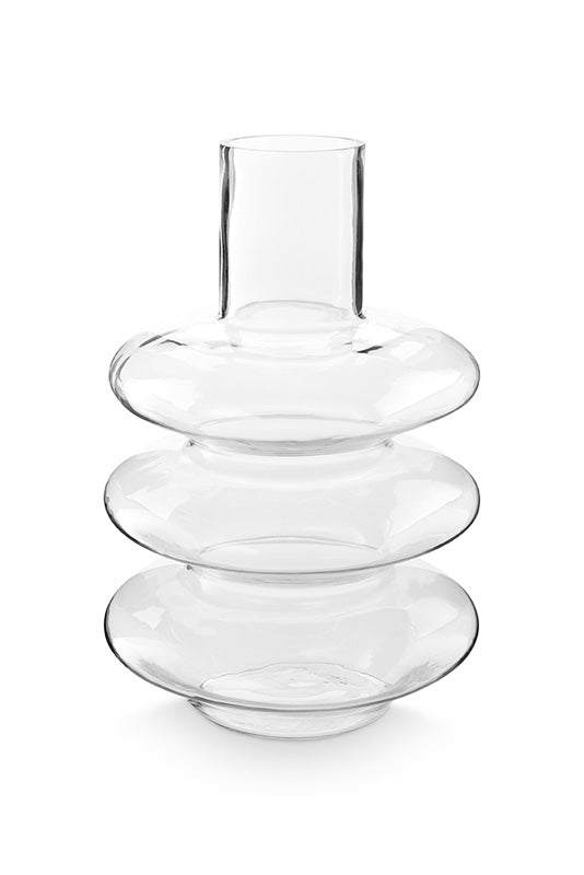 Vase Glass Clear Geometric 20x29cm