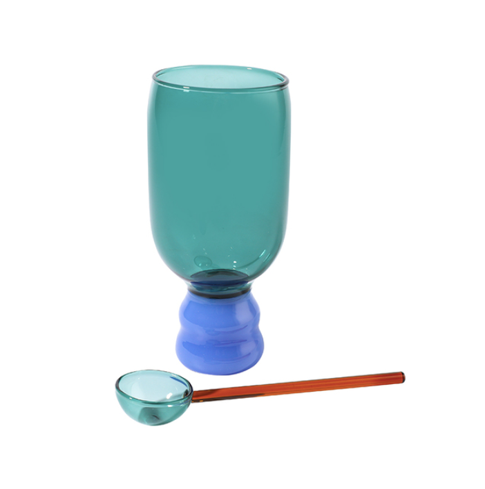 Cocktailglas-Geschenkset mit Tasse und Löffel: Graues Set