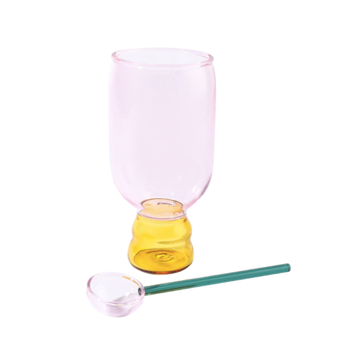Cocktailglas-Geschenkset mit Tasse und Löffel: Graues Set