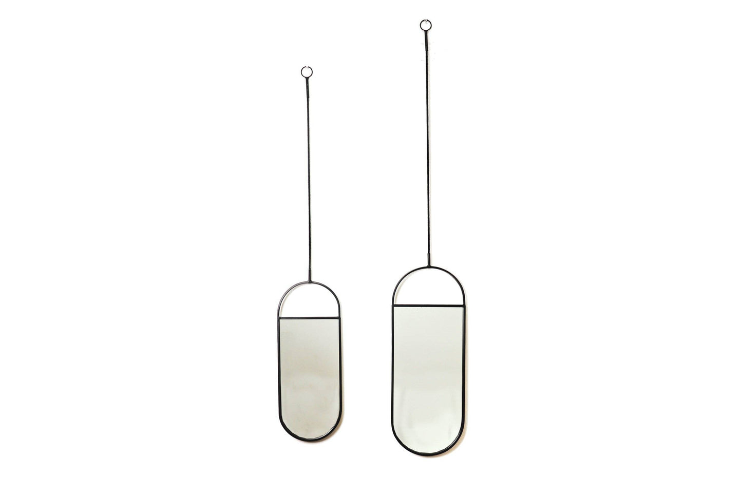 Spiegel - Runde Wandspiegel - Metall - Schwarz - 22x60|9x50cm