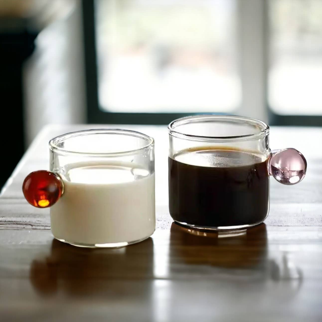 110 ml Espresso-Glasbecher | Kaffeetasse mit Kugelgriff: Grün