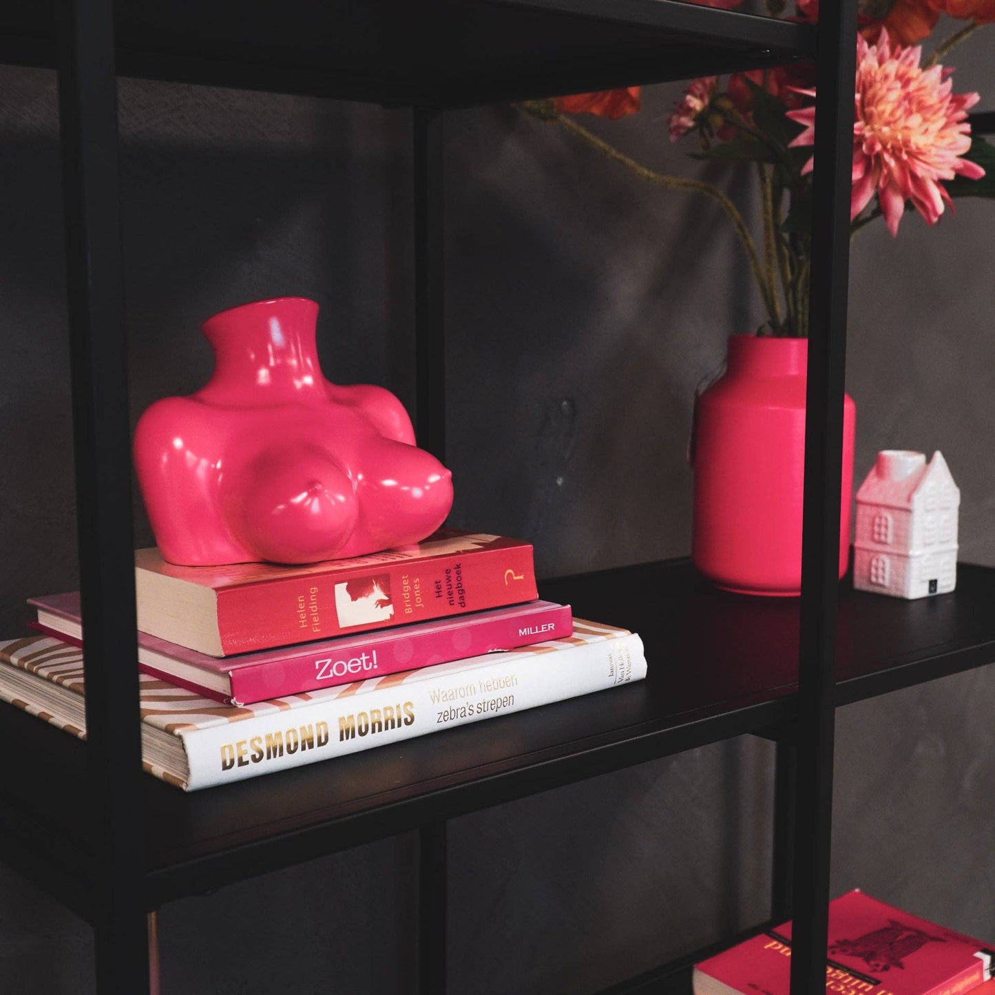 Vase - Brüste - Keramik - Neonpink - 6,5x12,5x13cm