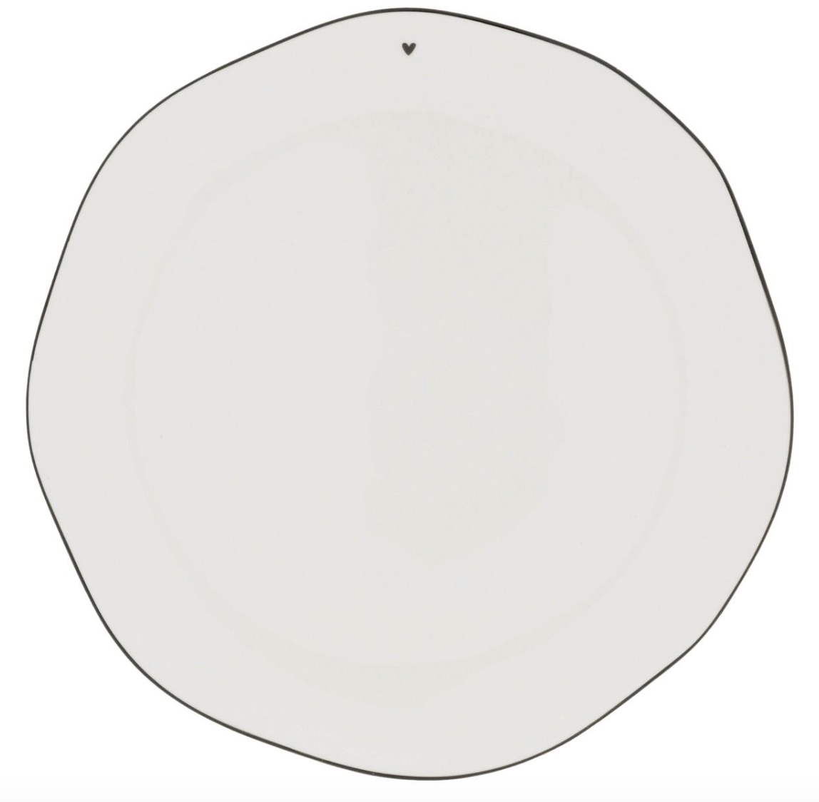 Oval Plate L White with Heart in Black 35x13x2