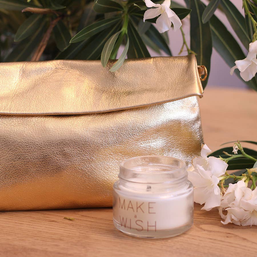 Schultertasche aus goldfarbenem Leder