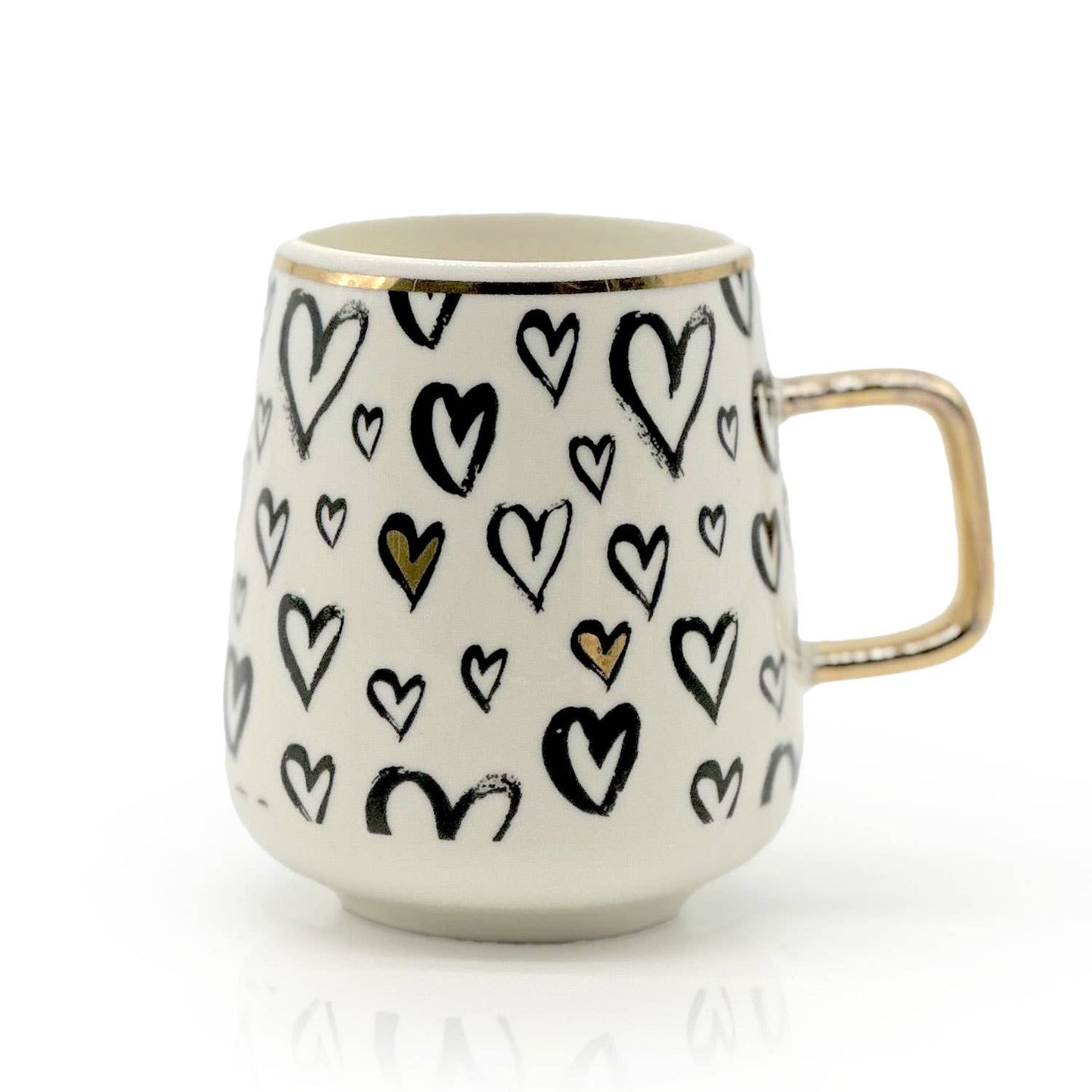 Espressotasse gold "Herz Pinselstriche"