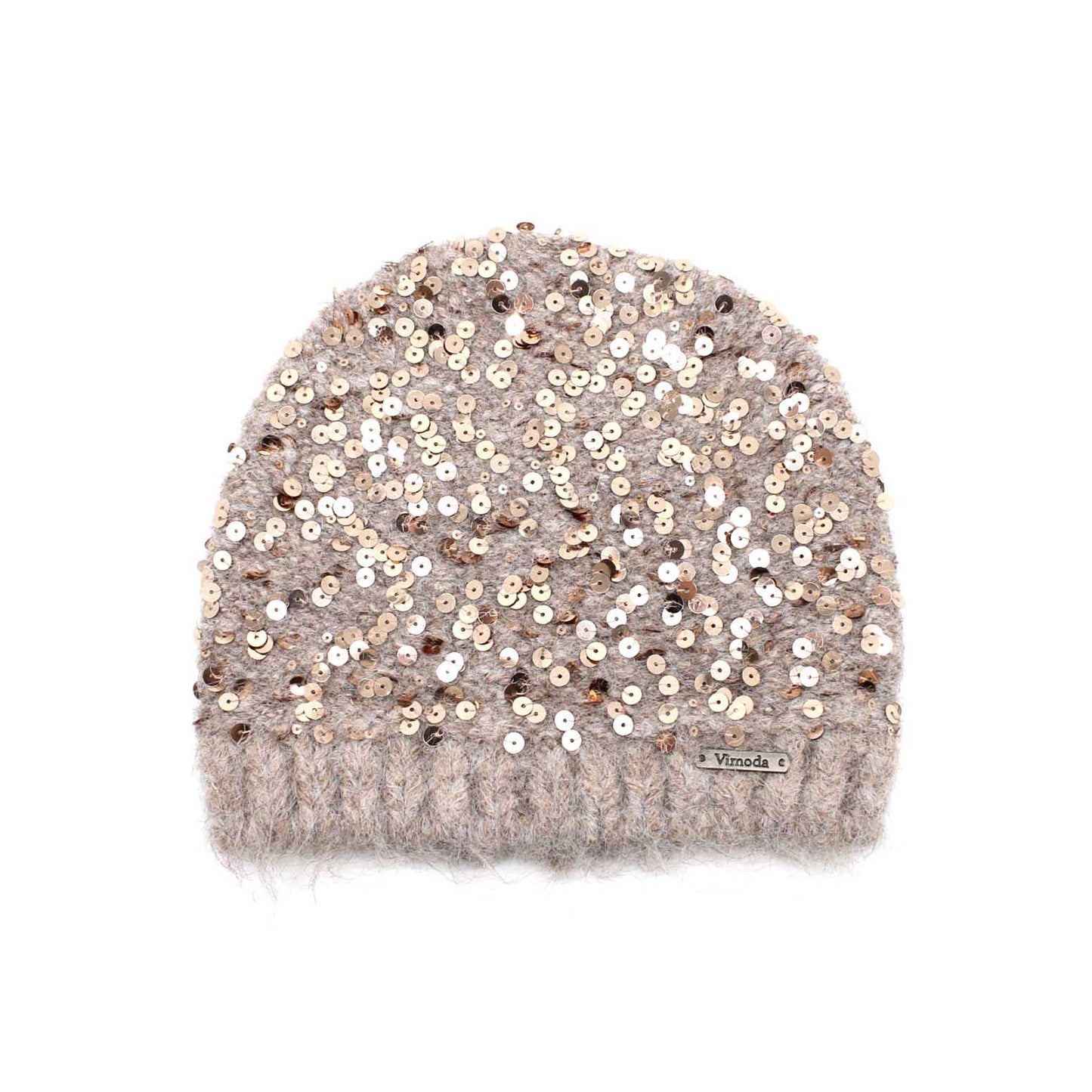 MÜTZE Strickmütze mit Pailletten: SCHWARZ