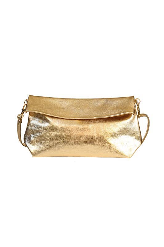 Schultertasche aus goldfarbenem Leder