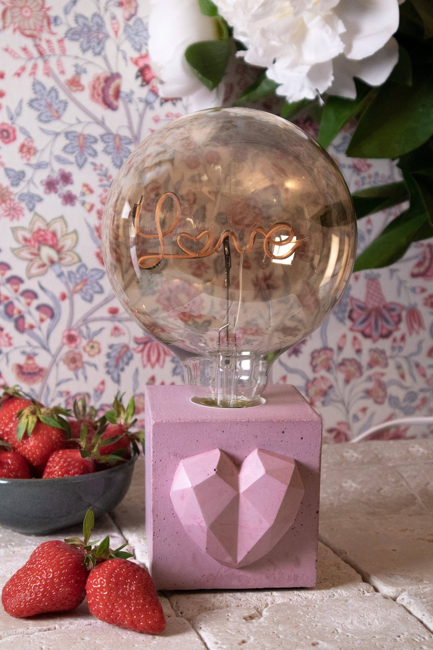 Lampe Love - Pastellrosa Beton: Mit
