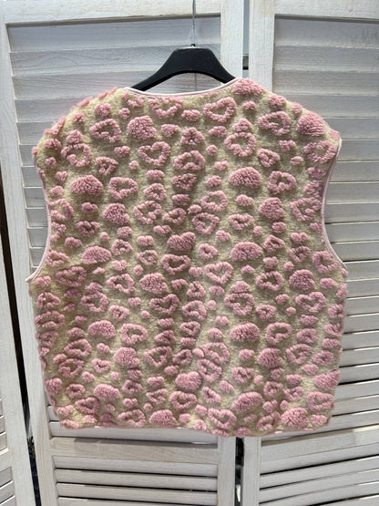 Weste mit Mustern in verschiedenen Texturen: Rose / Taille unique