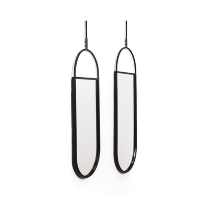 Spiegel - Runde Wandspiegel - Metall - Schwarz - 22x60|9x50cm