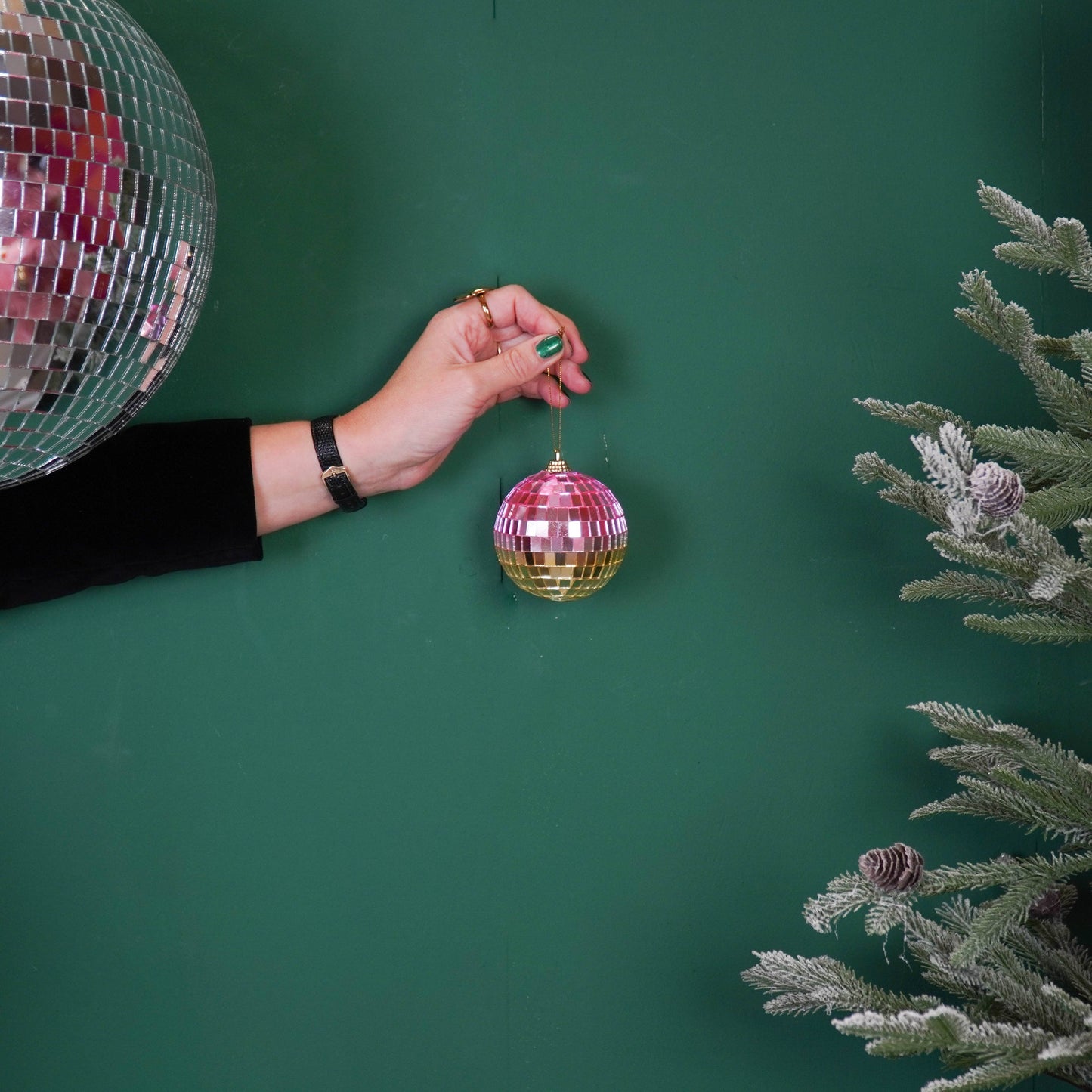 Weihnachtsdekoration - Weihnachtsanhänger - Discokugel - Schaumstoff - Pink/Gold - 8x8x8cm