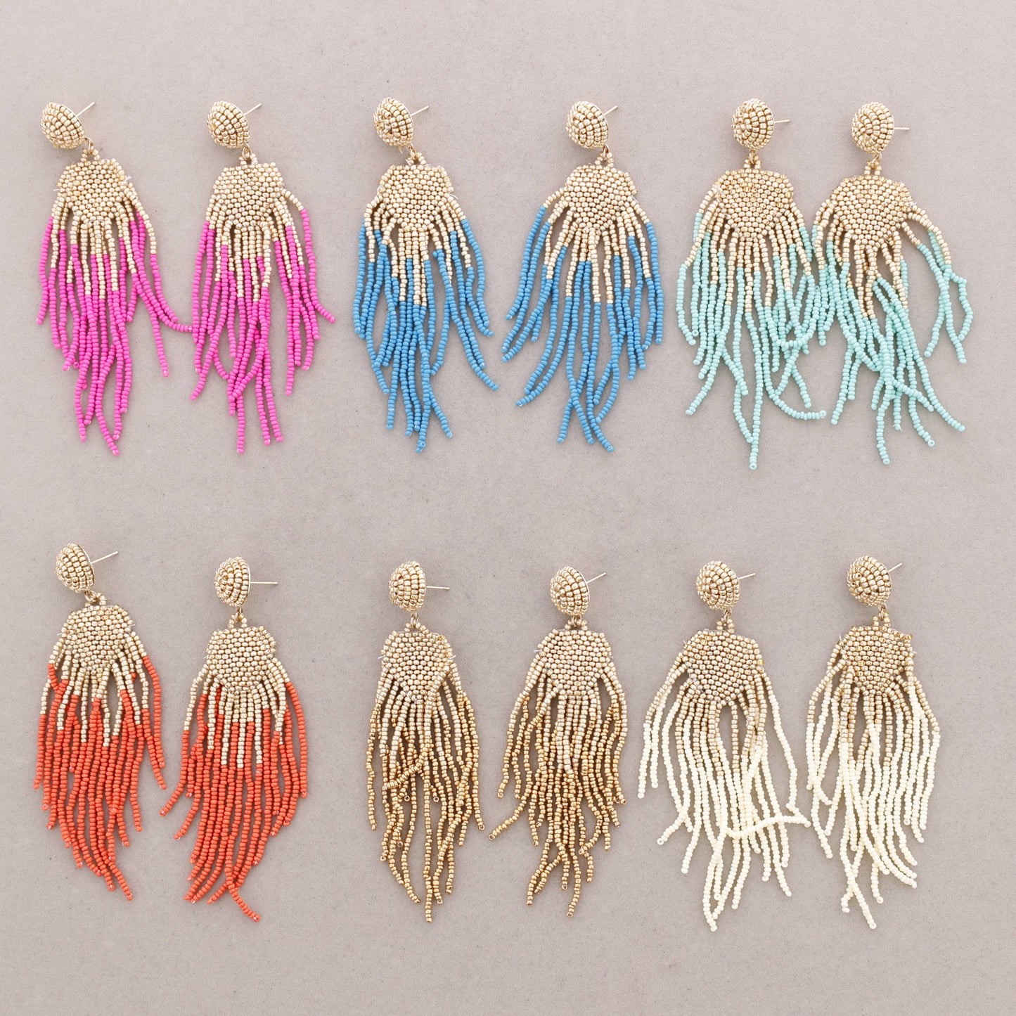 Ethnische Ohrringe Perlen: Fuchsie