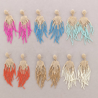 Ethnische Ohrringe Perlen: Fuchsie