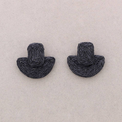 Geometrische Raffia-Ohrringe: Fuchsie