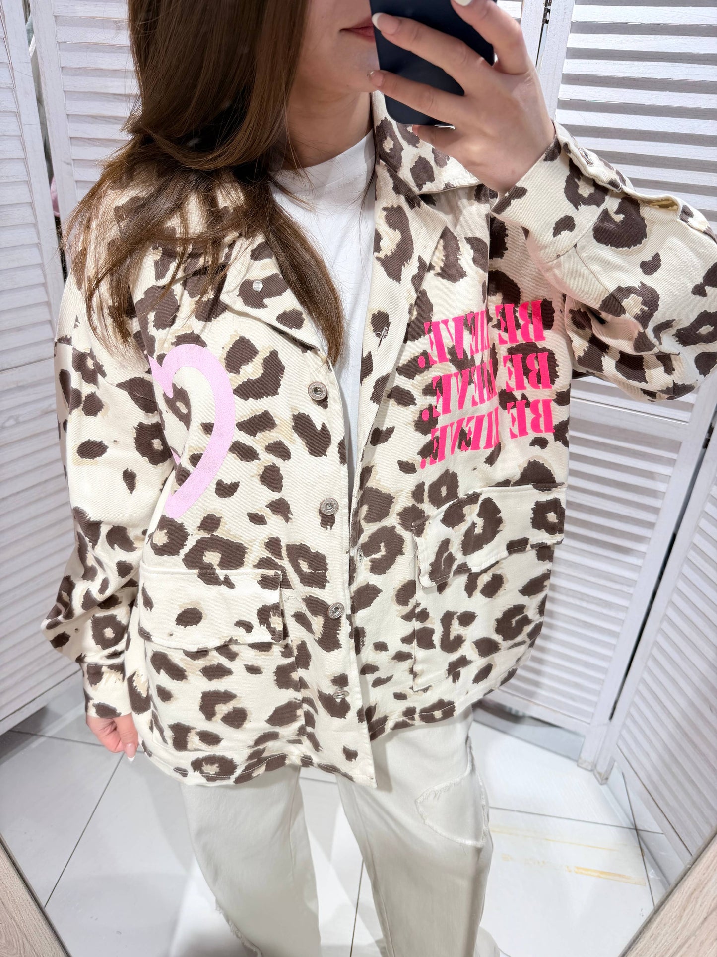Jacke mit Leopardenmuster: Ecru / SIE