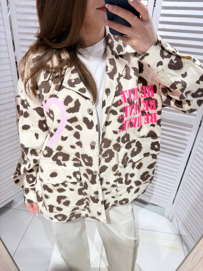 Jacke mit Leopardenmuster: Ecru / SIE