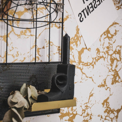 Kerzenhalter - Pistole - Keramik - Schwarz - 12x5x12cm