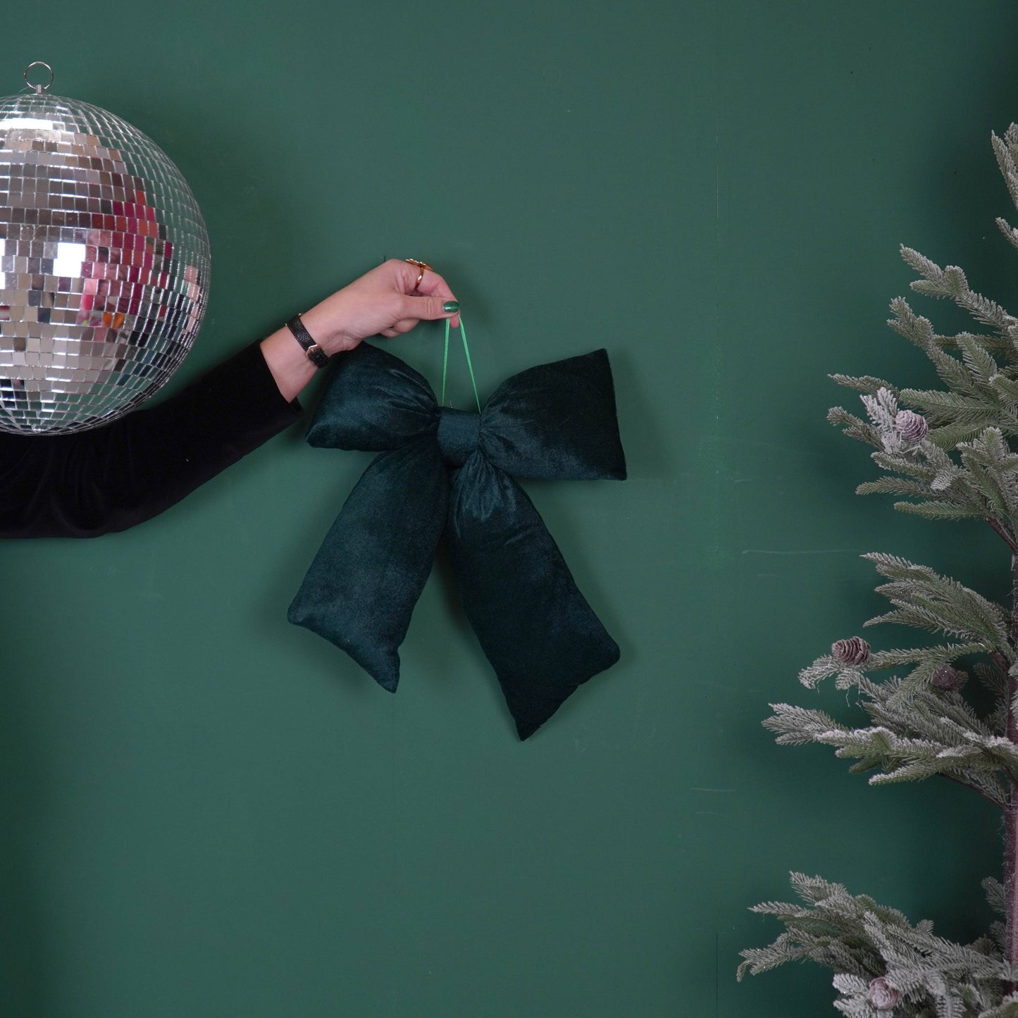 Weihnachtsdekoration - Schleife - Grün - Samt - 32x40cm