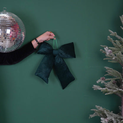 Weihnachtsdekoration - Schleife - Grün - Samt - 32x40cm