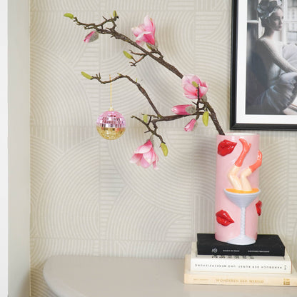 Weihnachtsdekoration - Weihnachtsanhänger - Discokugel - Schaumstoff - Pink/Gold - 8x8x8cm