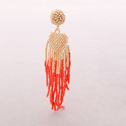 Ethnische Ohrringe Perlen: Fuchsie