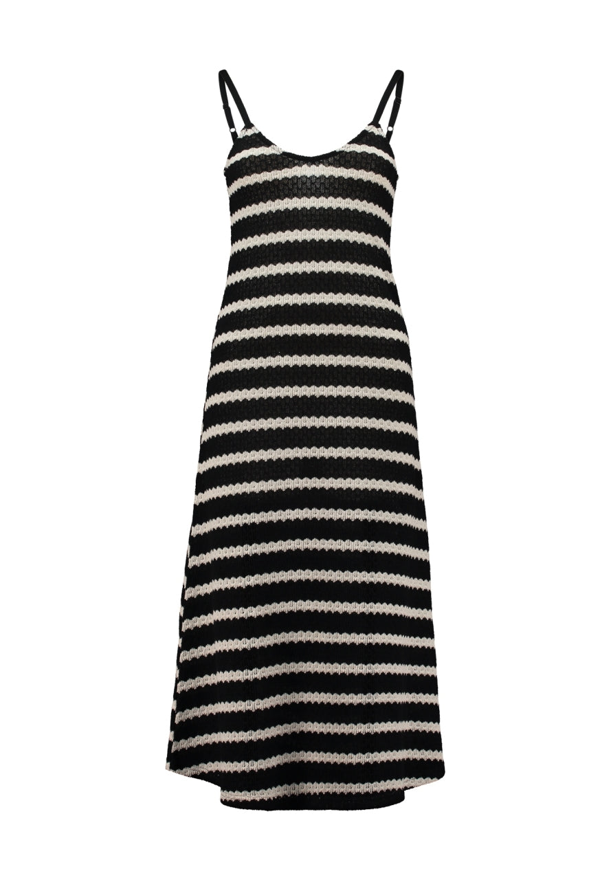 Gestreiftes Sommerkleid Schwarz Weiß
