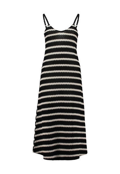 Gestreiftes Sommerkleid Schwarz Weiß