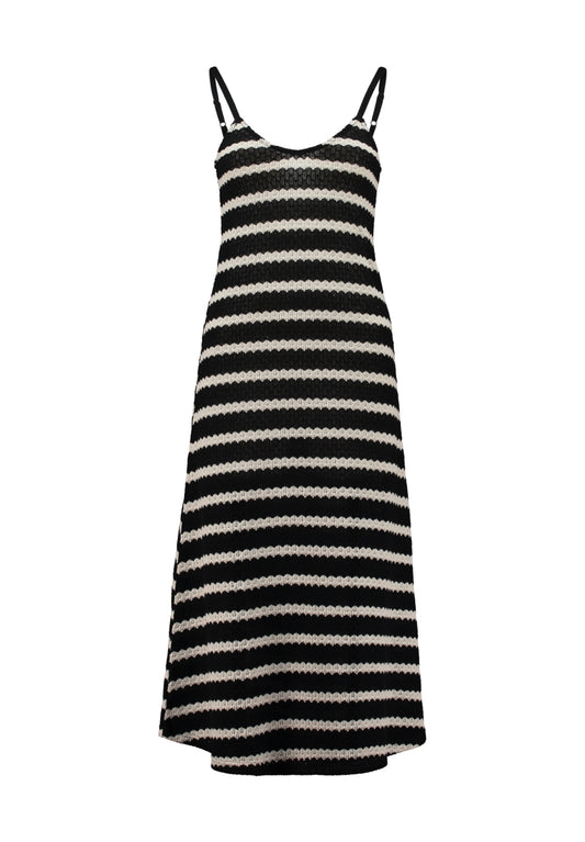 Gestreiftes Sommerkleid Schwarz Weiß