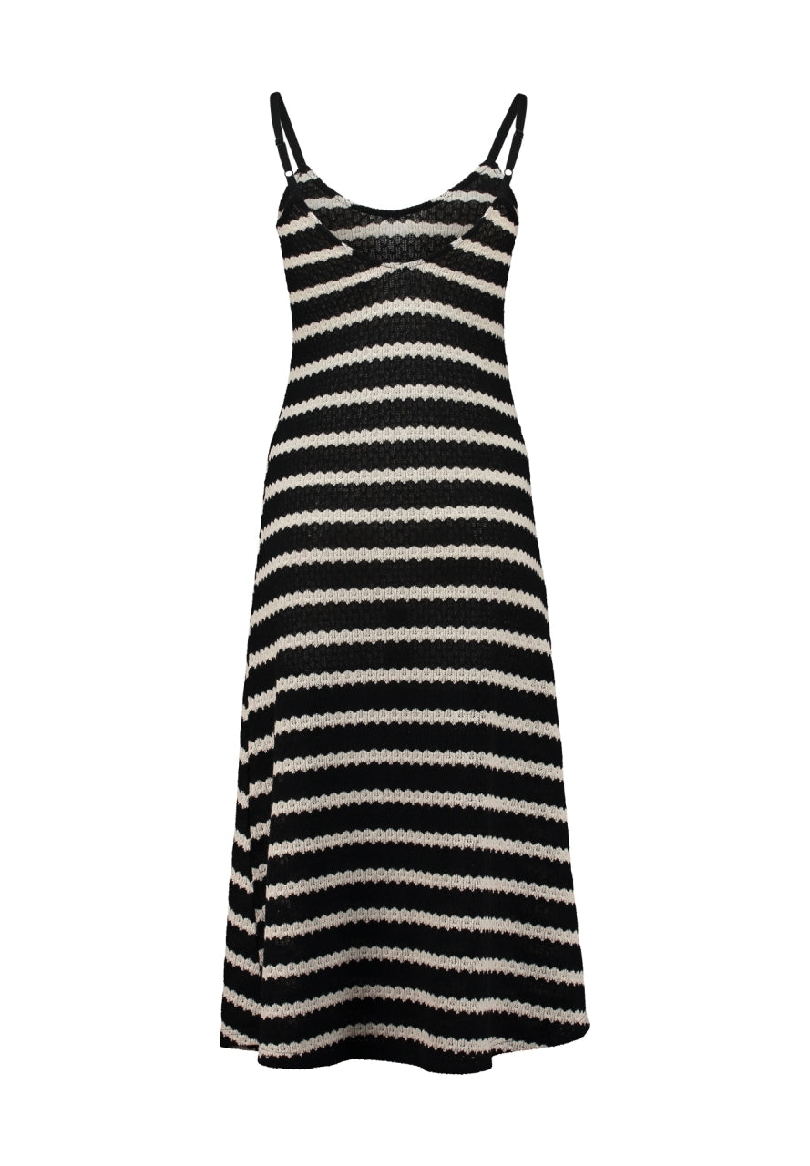 Gestreiftes Sommerkleid Schwarz Weiß