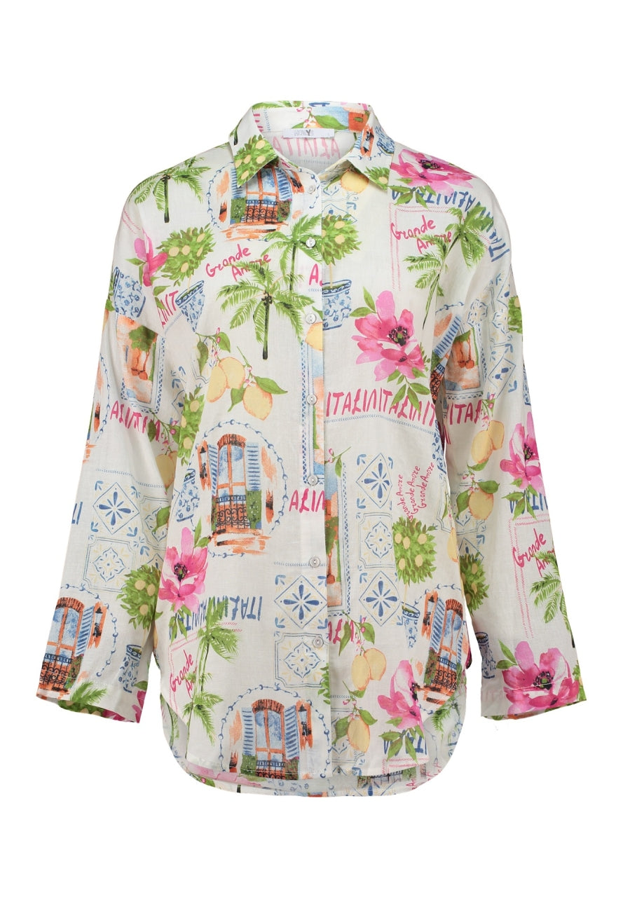 Bluse mit floralem Print und passenden Shorts Mykonos