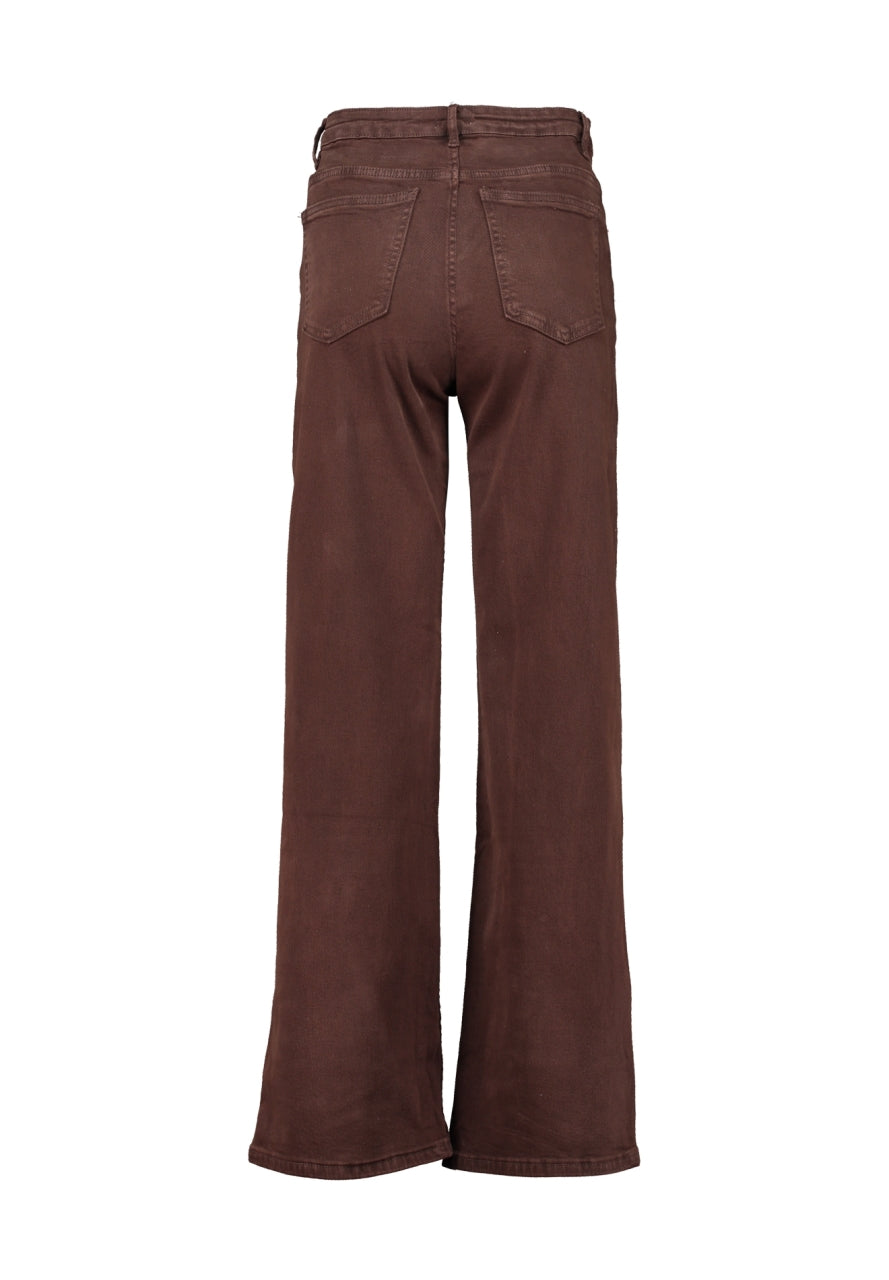 Wide-Leg-Jeans High Waist mit Überkreuz-Bund – Schokobraun