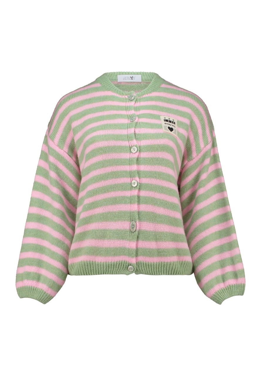Strickjacke  gestreift Matcha