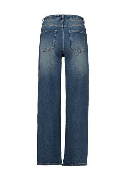 Glitzer-Jeans High Waist mit weitem Bein – Mid Blue