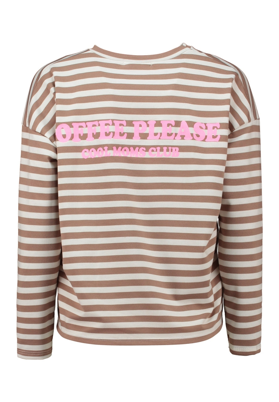 Gestreiftes Langarmshirt in Taupe & Weiß