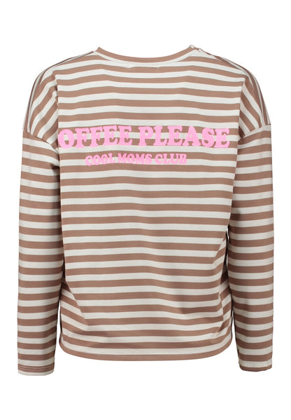 Gestreiftes Langarmshirt in Taupe & Weiß