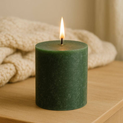 Grüne Sempre rustikale Stumpenkerzen 8x10cm