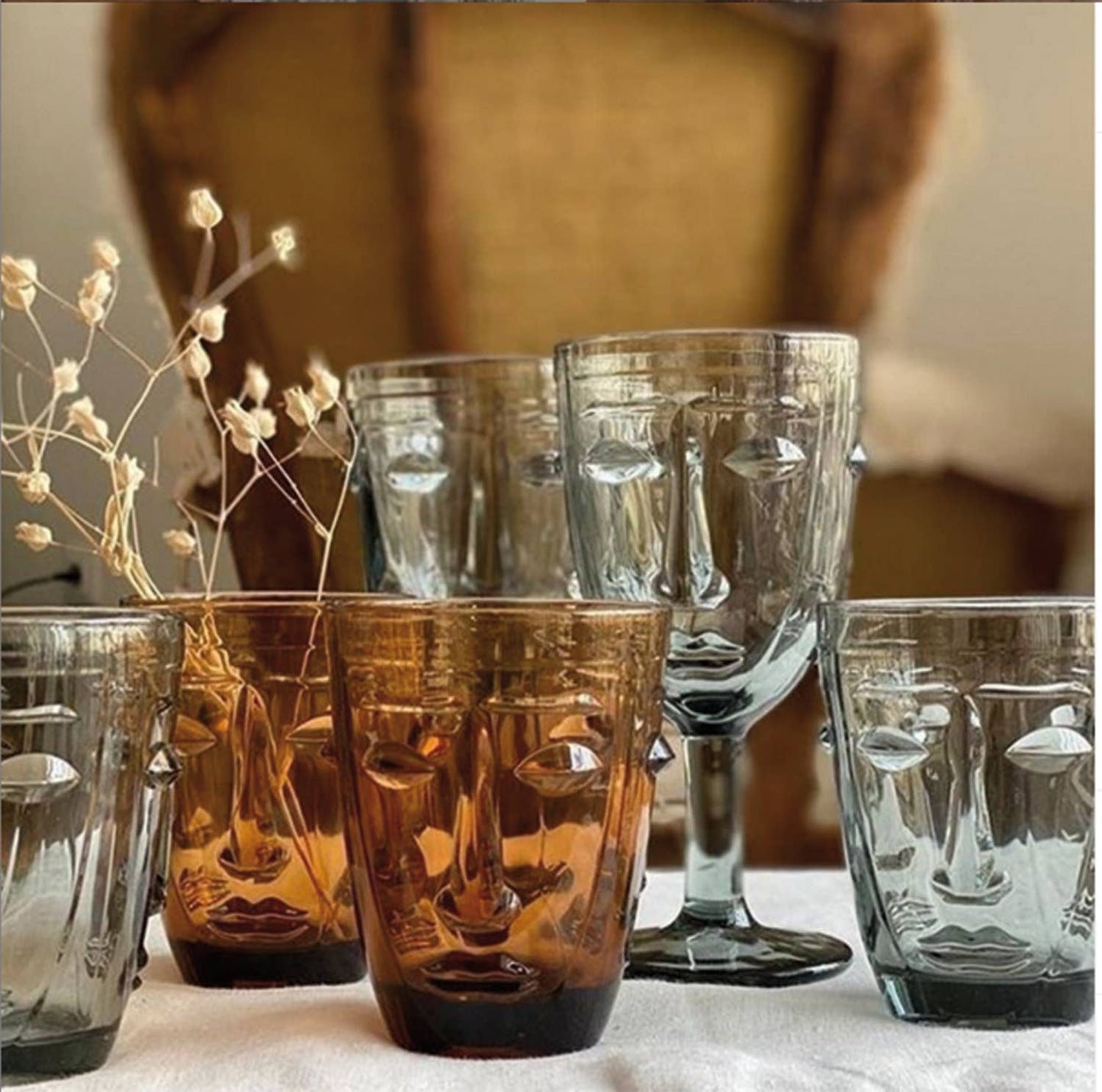 Visage transparentes Glas D8 H16,5 cm: Transparent