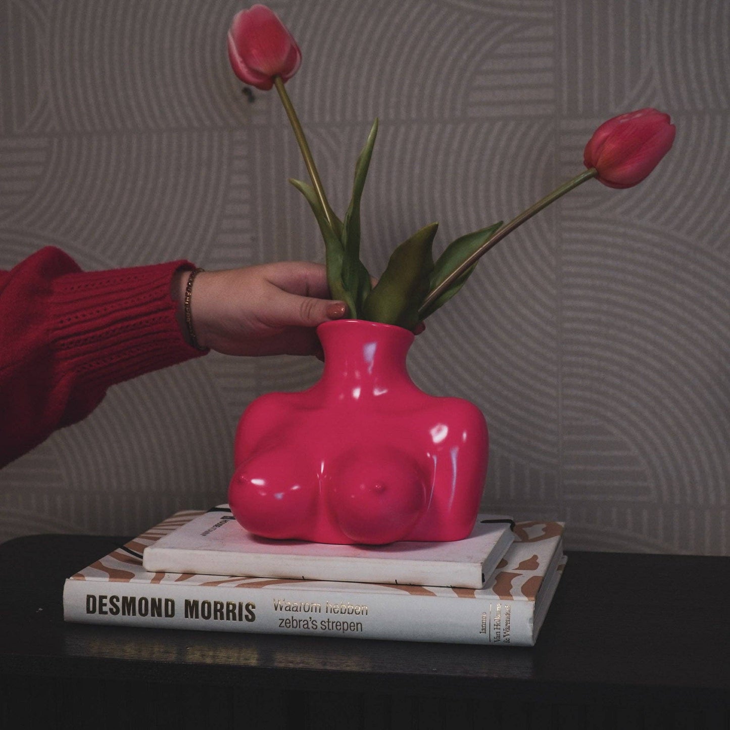 Vase - Brüste - Keramik - Neonpink - 6,5x12,5x13cm