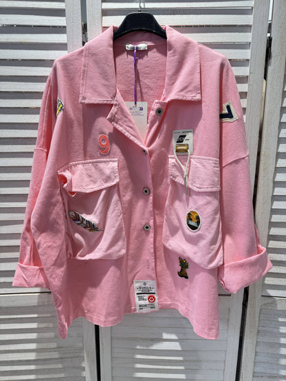 Oversize-Jacke mit Taschen: Rosa / Eine Größe