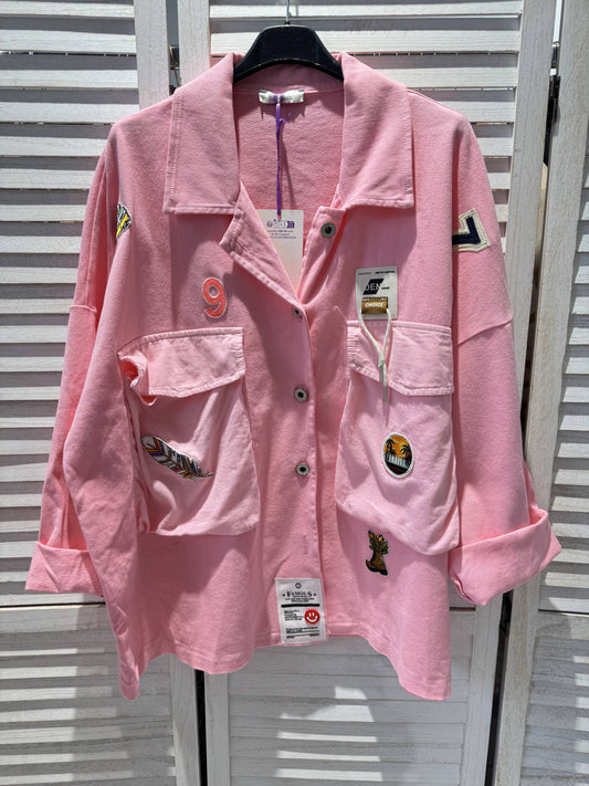 Oversize-Jacke mit Taschen: Rosa / Eine Größe